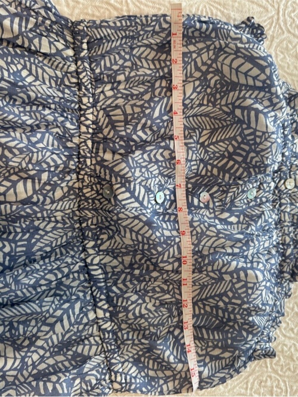 Women’s Maxi Dress Blue and White Leaf-Print - Picture 5 of 8
